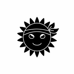 Sun Wearing a Bandana and Smiling Icon vector illustration