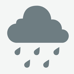Stylish rainy weather icon, featuring clouds, raindrops, and soft colors.