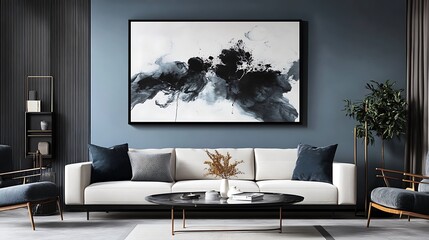 Abstract art in modern living room.