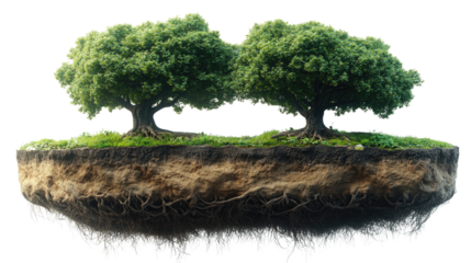 Lonely green oak isolated, a natural summer tree against white