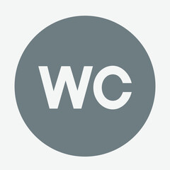 WC toilet sign icon, restroom symbol, bathroom indicator, public facility.