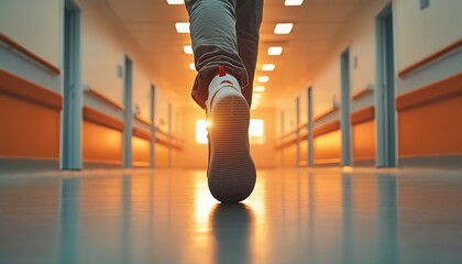 Walking Hospital Corridor Sunset.