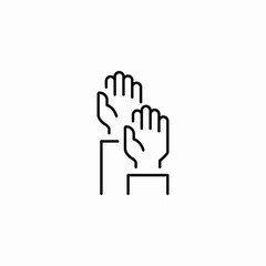 Raised hands volunteer participation icon vector sign