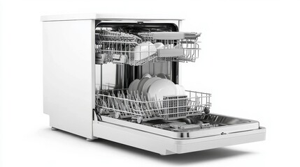 Efficient dishwashing machine operation home kitchen appliance guide modern design close-up view eco-friendly technology