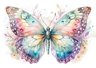 Whimsical Pastel Watercolor Butterflies: Boho Nature Photography