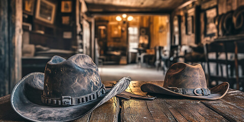 Classic Wild West Saloon Party with Cowboy Hats and Country Music for Western-Themed Events, Bar Promotions, or Nostalgic Designs