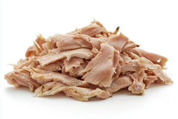 Clean and Healthy Cooked Chicken Strips on a White Background Close Up View For Nutrition Recipes