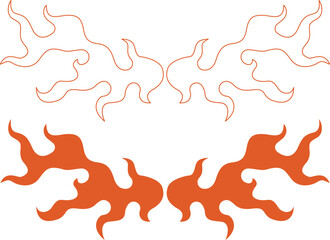 Abstract neo tribal element. Flames and fire vector design. Aesthetic y2k cyber gothic style. Vector illustration.