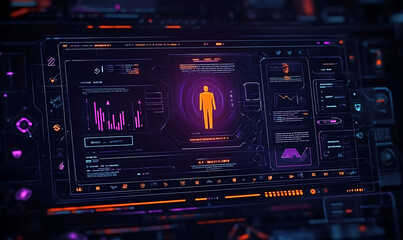 Futuristic digital interface concept featuring a smart AI assisted resource allocation tool for optimizing business and decision making , 