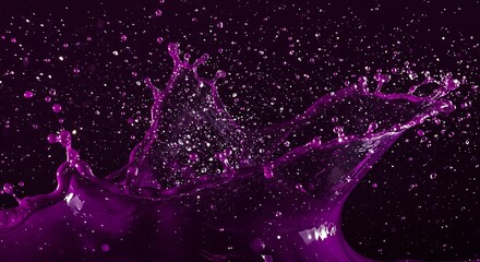 Dynamic purple splash on black background for creative artistic designs