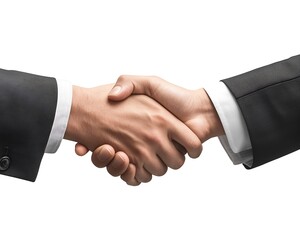 Business Deal Handshake Against White Background.