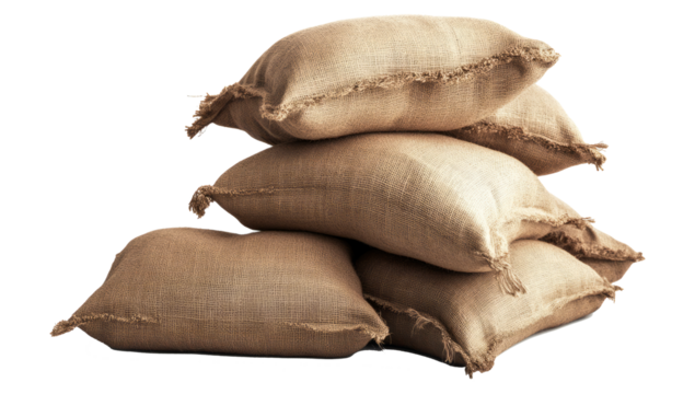 pile of sandbags isolated on white