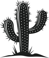 Cactus Silhouette Vector - Black Desert Plant Illustration