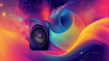 illustration of speaker on abstract background, illustrative abstract wallpaper, music background with speakers