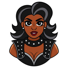 Stunning Cartoon Illustration of a Black Woman with a Bold and Edgy Style