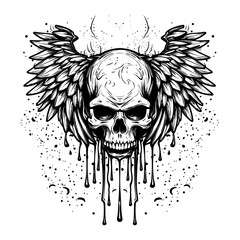 Bold black and white skull illustration, perfect for edgy and graphic designs.