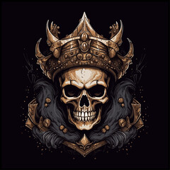 Bold black and white skull illustration, perfect for edgy and graphic designs.