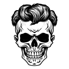 Bold black and white skull illustration, perfect for edgy and graphic designs.