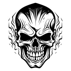 Bold black and white skull illustration, perfect for edgy and graphic designs.