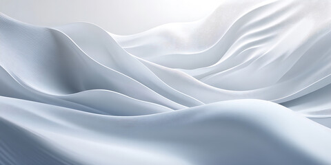 Obraz premium Abstract white flowing fabric waves create a serene background for digital luxury banner designs.
