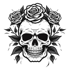 Fototapeta premium Bold black and white skull illustration, perfect for edgy and graphic designs.