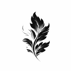 Fototapeta premium Stylized black and white drawing of parsley leaves on a white background