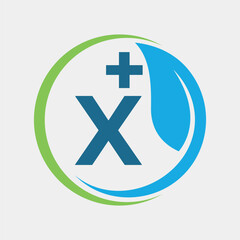 X Letter With Clinical Health Care Logo