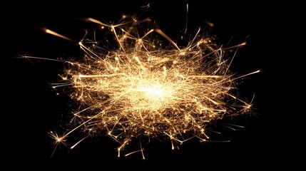 A detailed view of fire sparks isolated on a black background, showcasing the dynamic and energetic nature of flames. 