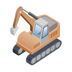 Naklejka premium Isometric excavator with digging arm