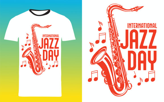  International Jazz Day with this stylish design featuring a golden saxophone and musical notes. Perfect for jazz lovers, musicians, and festival enthusiasts, this artwork embodies the rhythm, soul