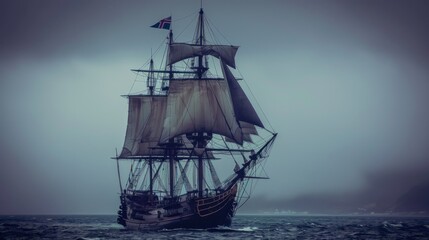 Fototapeta premium ships are sailing on the high seas together 