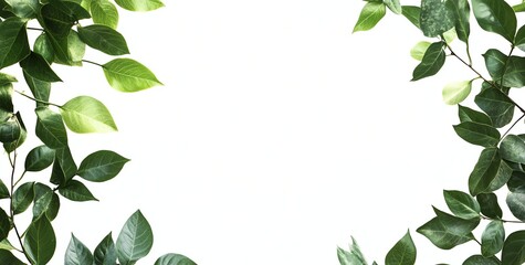 Obraz premium Green Foliage Border Frame with Copy Space Isolated on White