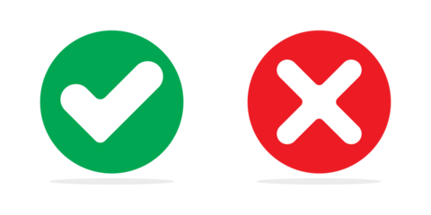 Green check and red cross mark switch buttons