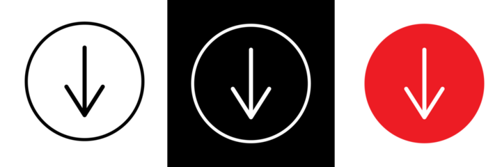 Upload icons Red Down Arrow pack for website designs.