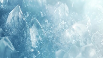 Obraz premium Ice crystals reflecting light in a glacial environment during a serene winter morning