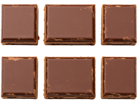 Chocolate squares on a transparent background