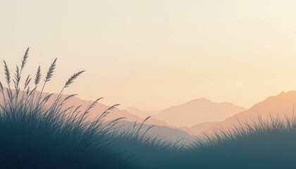 Obraz premium Serene sunset over mountainous landscape nature photography soft light environment tranquil viewpoint peaceful concept for relaxation