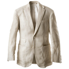 Beige Linen Mens Blazer Jacket Two Button Sport Coat Casual Summer