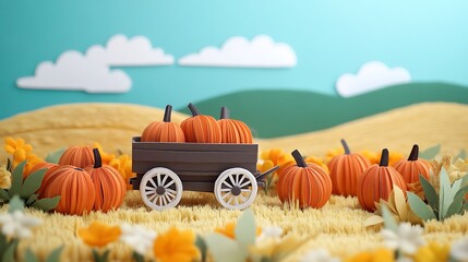 Pumpkins in Fall Harvest Cart.