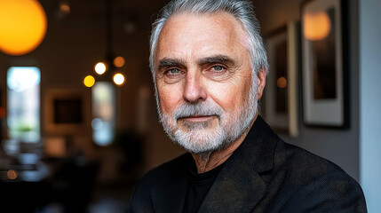 Obraz premium Portrait of a Distinguished Gentleman: A Captivating Close-Up