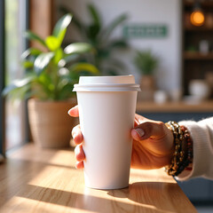 Eco hot disposable coffee cup mockup