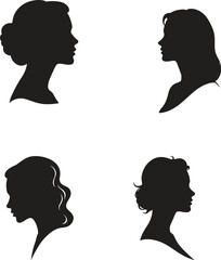 Elegant Women Silhouette Profiles A Vintage Set Collection