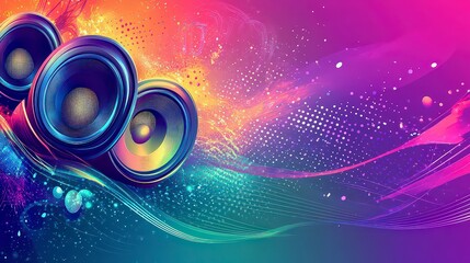 illustration of speaker on abstract background, illustrative abstract wallpaper, music background with speakers