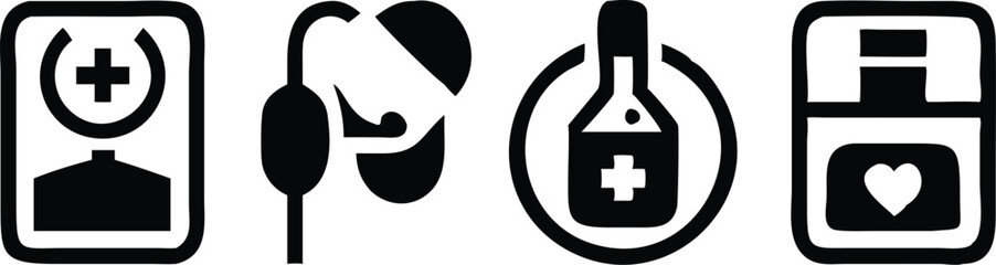 Obraz premium Healthcare Icon Set – Medical, Doctor & Clinic Vector Illustrations