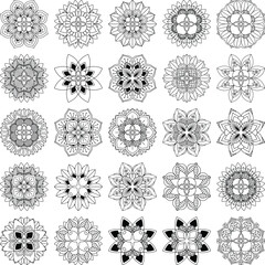 Collection of 25 intricate mandala vectors, perfect for cutting, engraving, sublimation, and decoration.