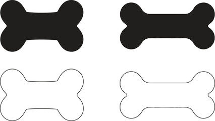Silhouette flat design black dog Bone shapes vector illustration isolate on white background