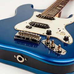 electric guitar on blue background
