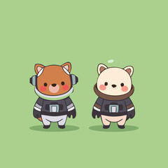Cute Astronaut Animals Vector Illustration
