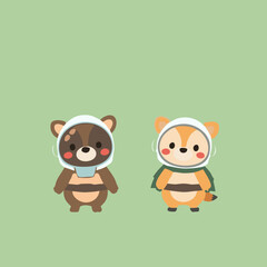 Cute Astronaut Animals Vector Illustration
