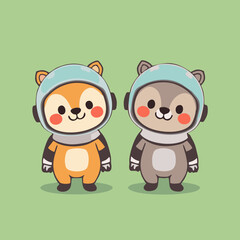 Cute Astronaut Animals Vector Illustration